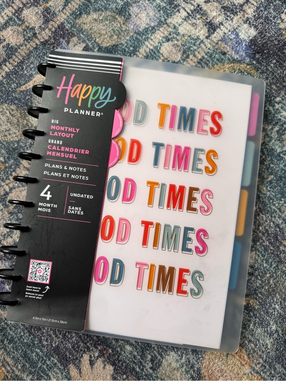 NWT The Happy Planner Multicolor 'Good Times' Raised Letter Big 4 Month Planne